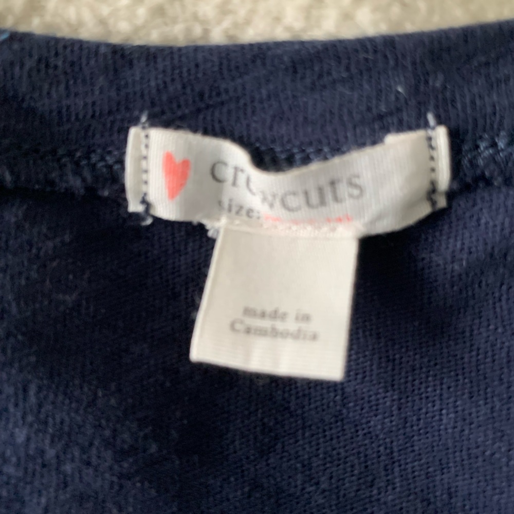 Crewcuts girls navy blue heart pocket long sleeve T-shirt size 10-12 - Picture 3 of 3